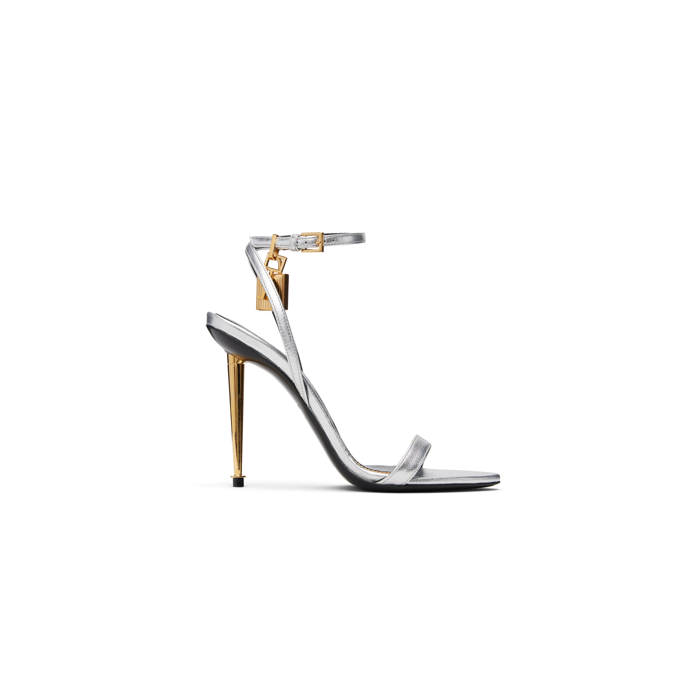 t0m F0rd gold nappa padlock pointy naked heeled sandals w2272j
